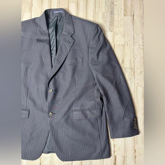 Ralph Ralph Lauren Blazer Jacket Men's 44R Navy Blue Classic Stripe - Picture 2 of 12